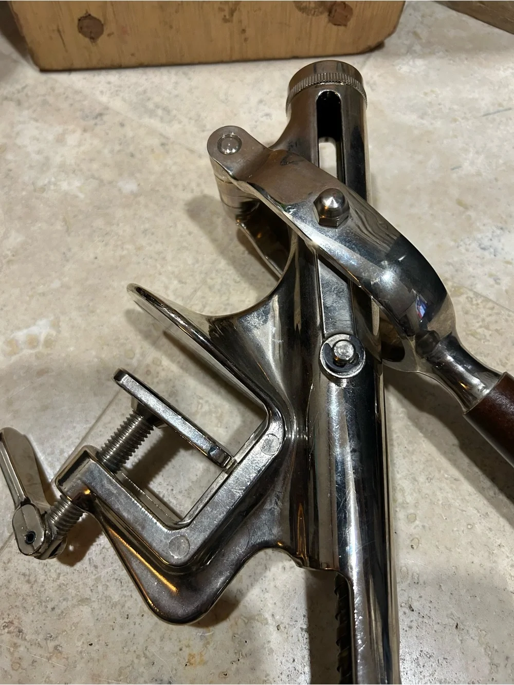 Vintage RAPID Swiss Tabletop Corkscrew Wine Opener with Wooden Handle